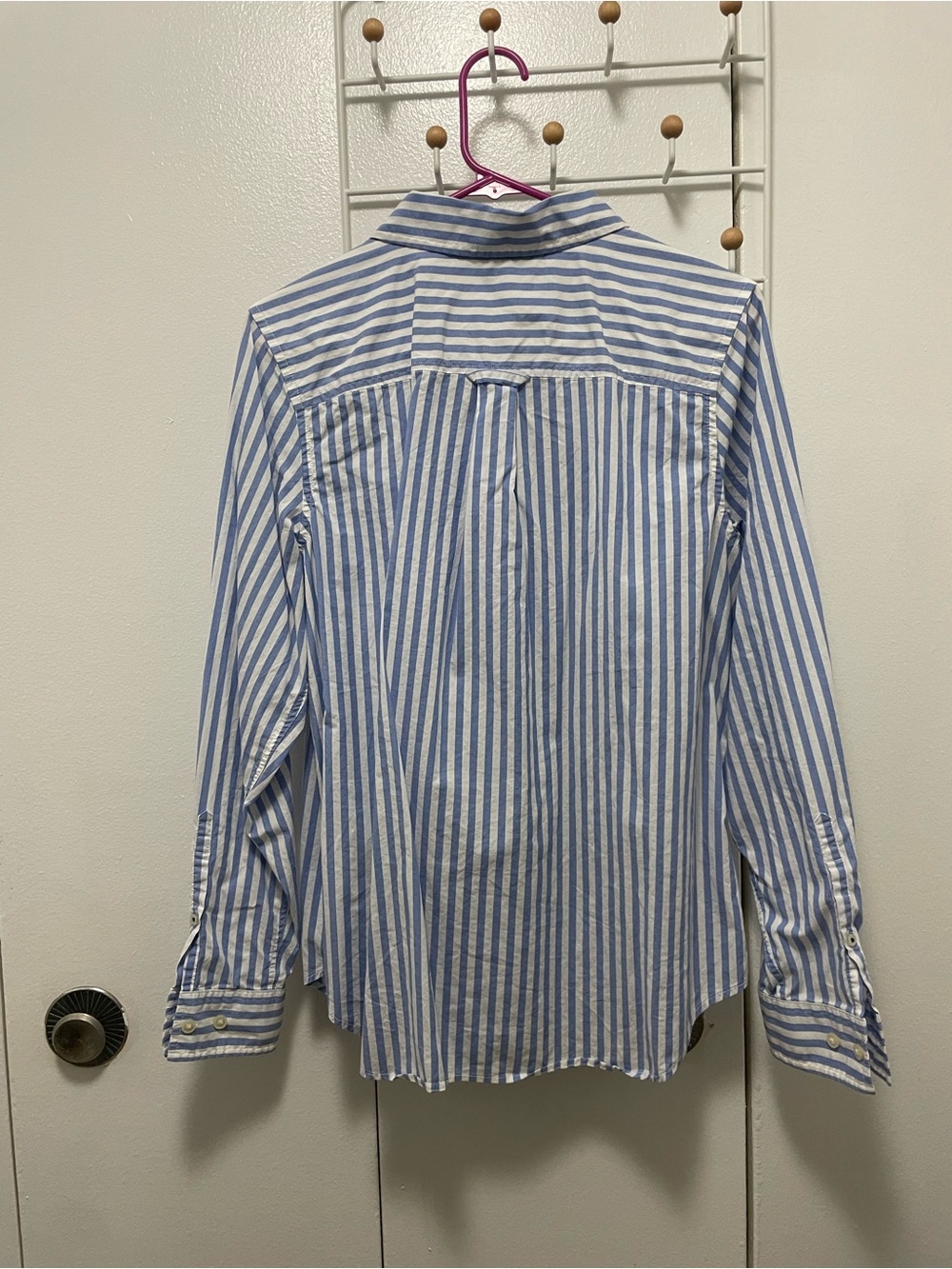 L.L. Bean Blue Stripe poplin cotton Button-Up Shirt - Picture 4 of 5